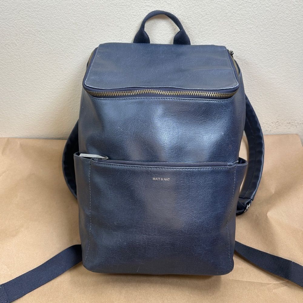 Matt & Nat Vegan Leather Backpack - Navy Blue